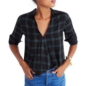 Madewell Plaid Faux Wrap Shirt